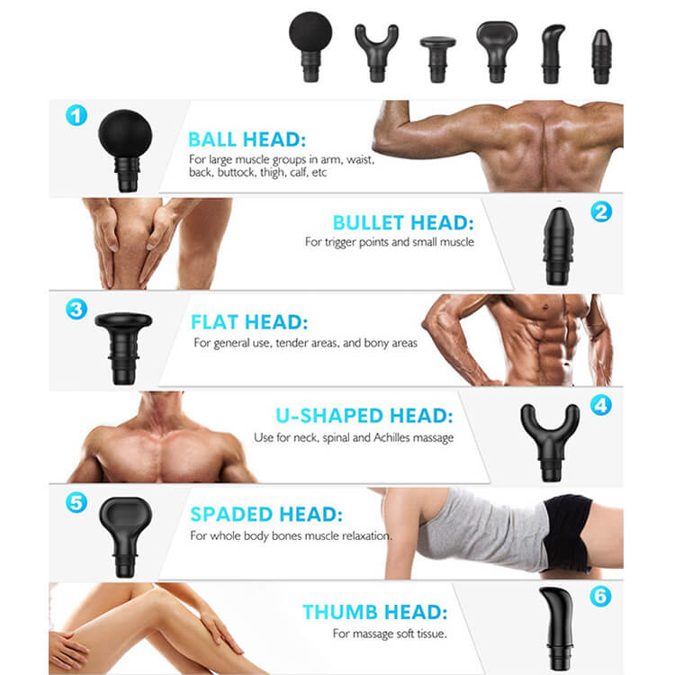 6 têtes de massage pistolet