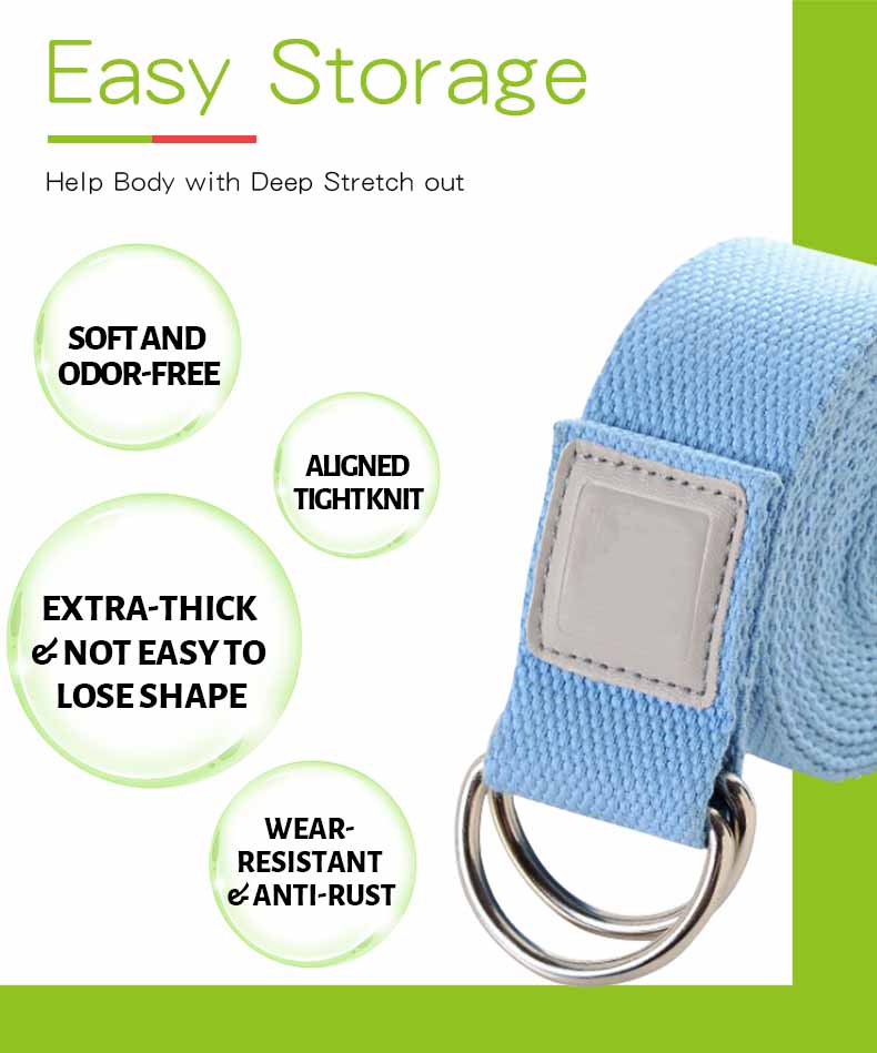 Sangle de yoga non élastique en gros / bande d'étirement avec boucle Sangle de yoga non élastique en gros / bande d'étirement avec boucle