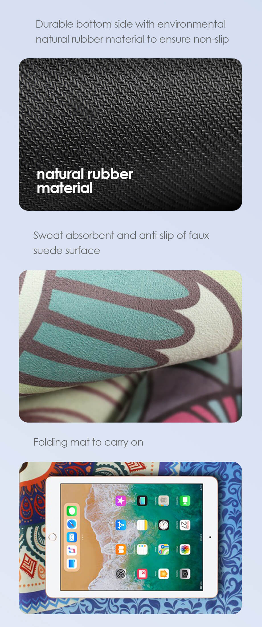 Voyage de yoga serviette Fordable Voyage de yoga serviette Fordable