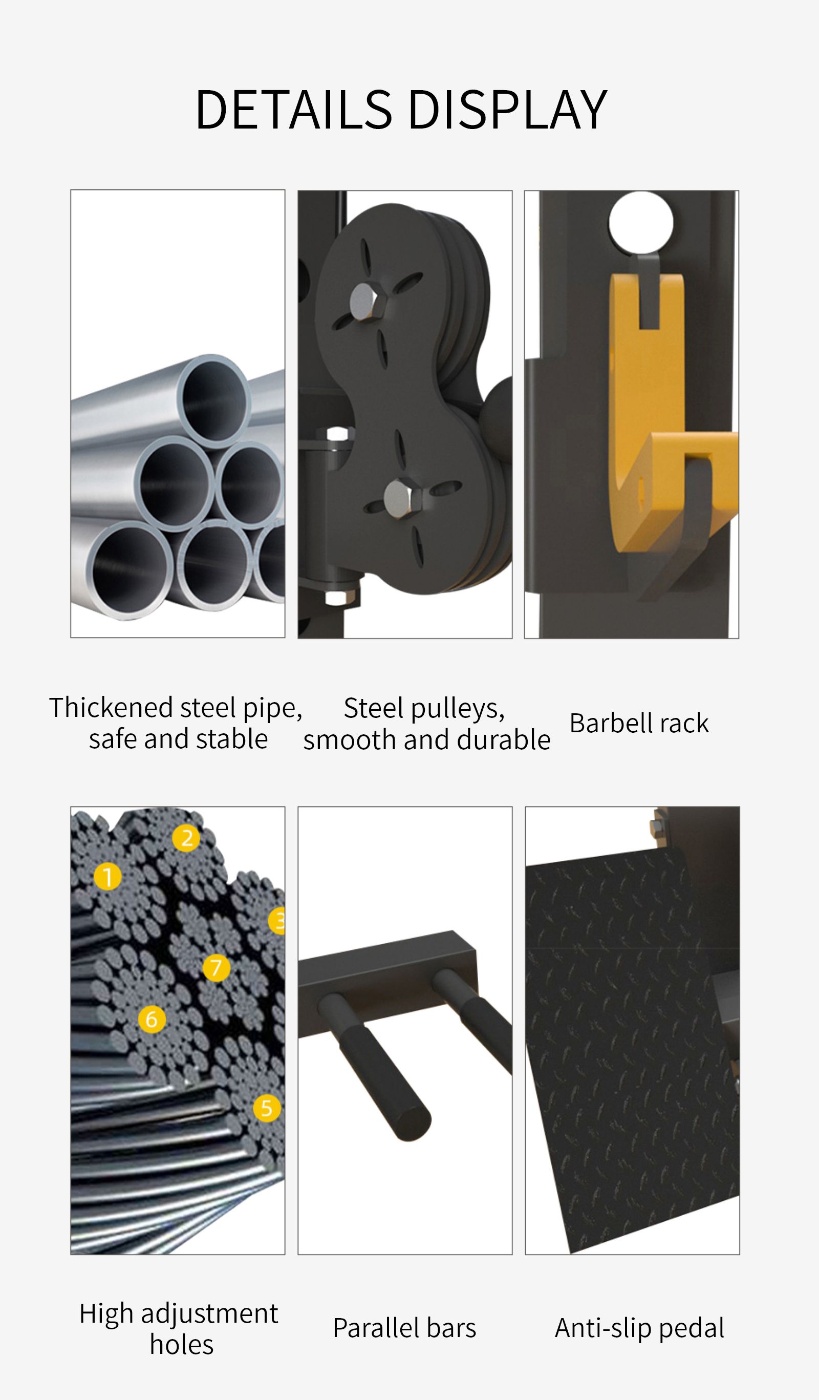 Machine à poulies à cadre de squats multifonctionnels