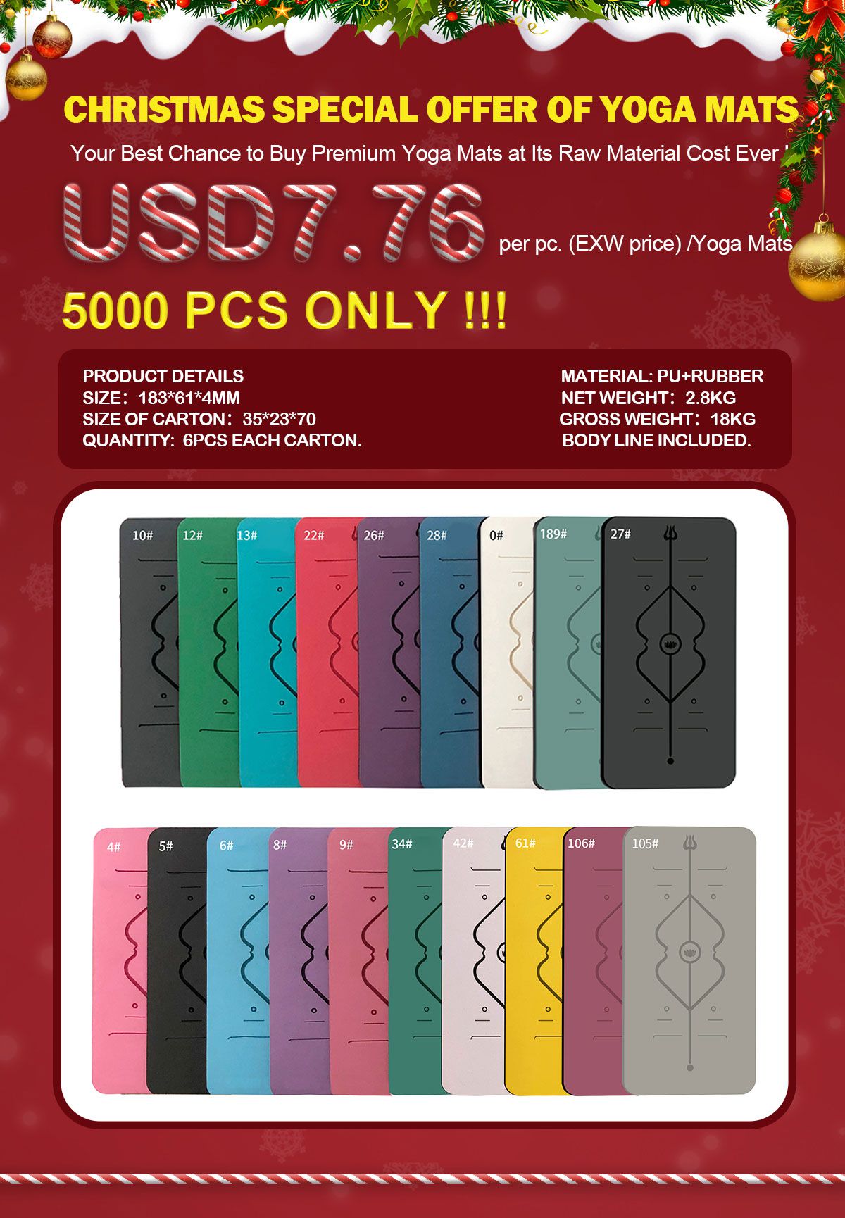 Offre spéciale de Noël de tapis de yoga