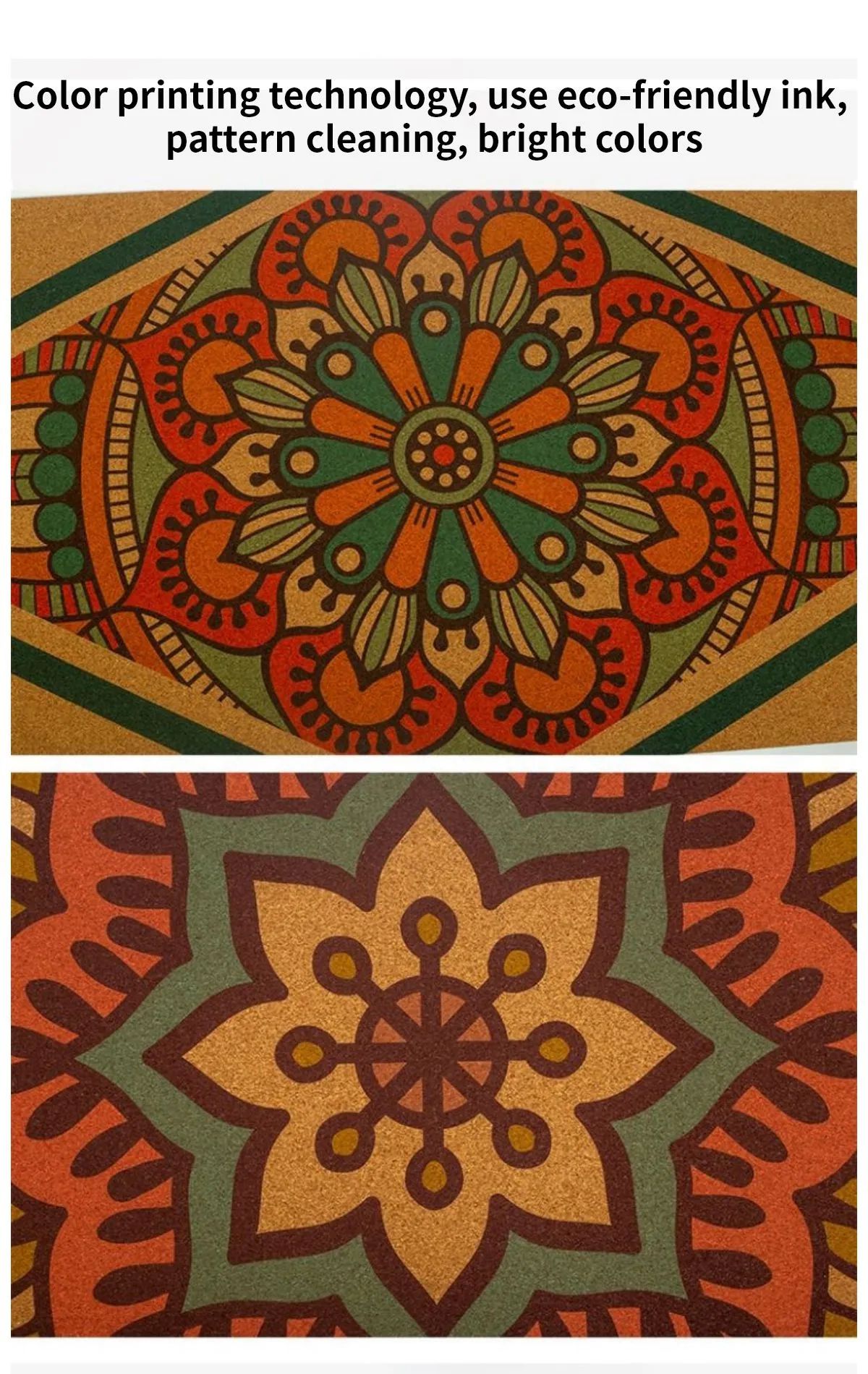 Tapis de yoga en caoutchouc en liège naturel imprimé botanique