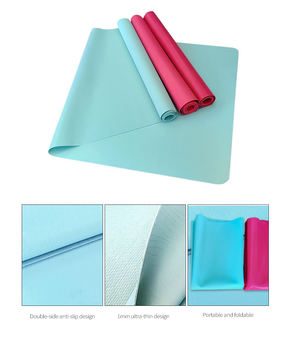 Tapis de yoga en caoutchouc pliable ultra mince