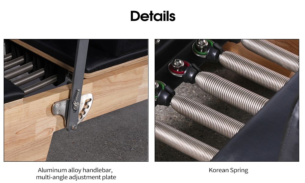 Utilisation à domicile Exercice de carrosserie coulissante lit chêne bois Pilates réformatrice à moitié trapèze avec tour