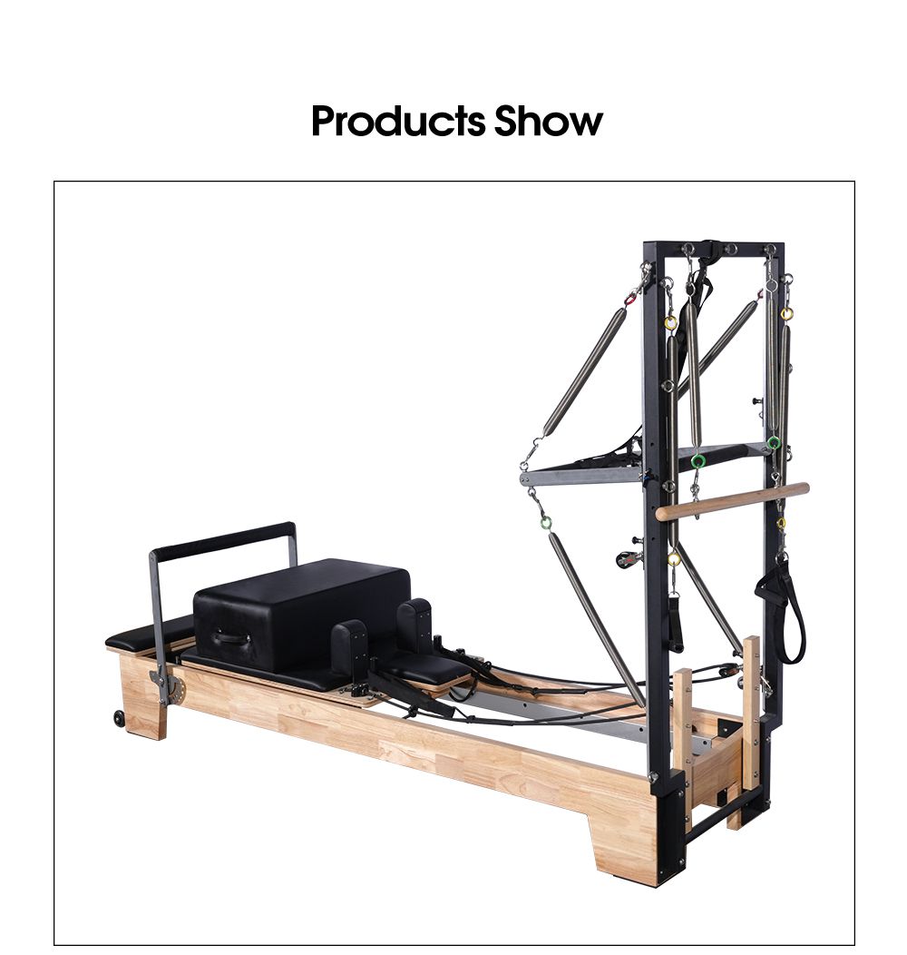 Utilisation à domicile Exercice de carrosserie coulissante lit chêne bois Pilates réformatrice à moitié trapèze avec tour