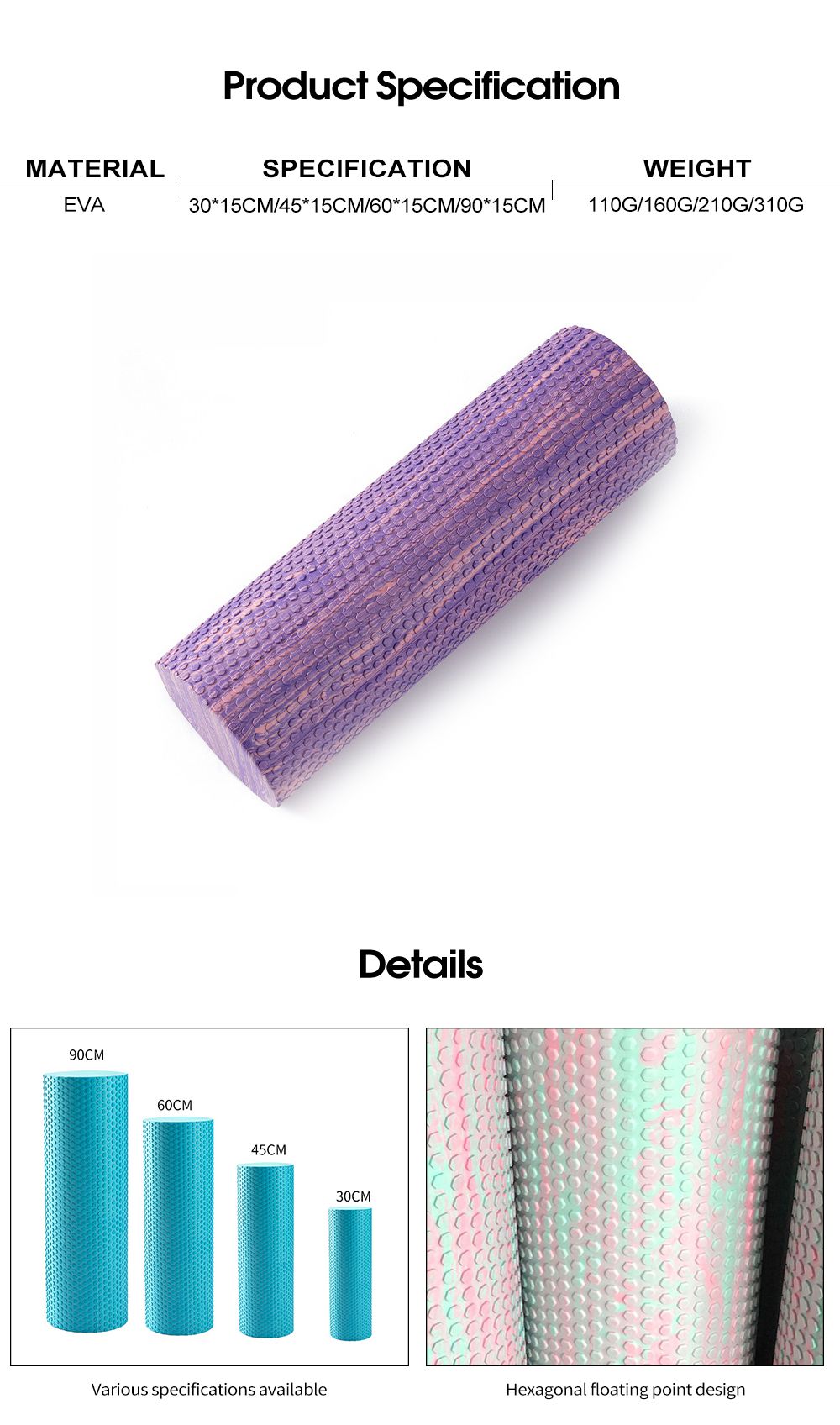 Rouleau de massage en mousse eva