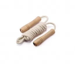Corde de saut poignée en bois tressé en coton pour les enfants