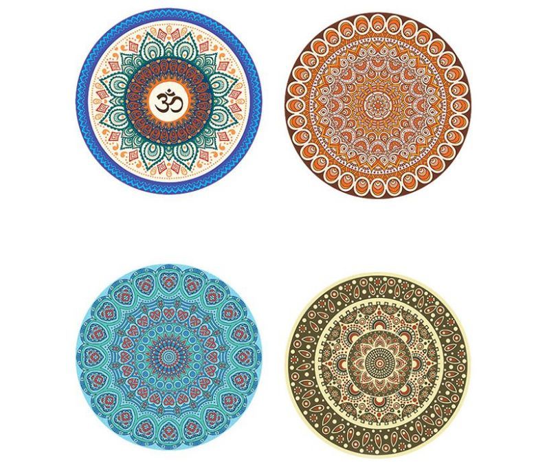 Grand tapis de méditation rond en caoutchouc en daim