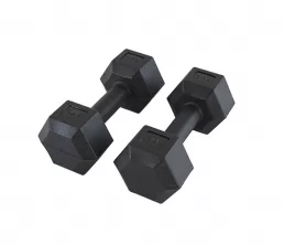 Haltère en caoutchouc hexagonal moulé d&#039;une pièce