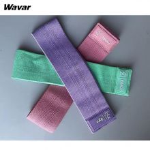 Case personnalisée du client américain: Les bandes de résistance en tissu colorées sont personnalisées par des clients de yoga studio aux États-Unis et sont livrés avec une étiquette en caoutchouc avec leur logo et leur niveau de résistance.