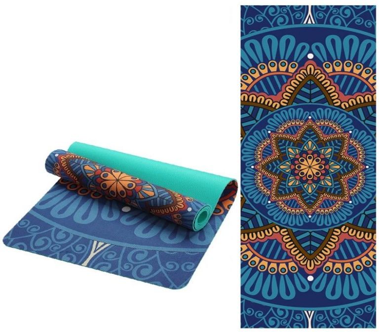 Tapis de yoga TPE en daim à motif de lotus de qualité supérieure