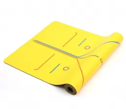 Mat de yoga PU + en caoutchouc avec des lignes d&#039;alignement